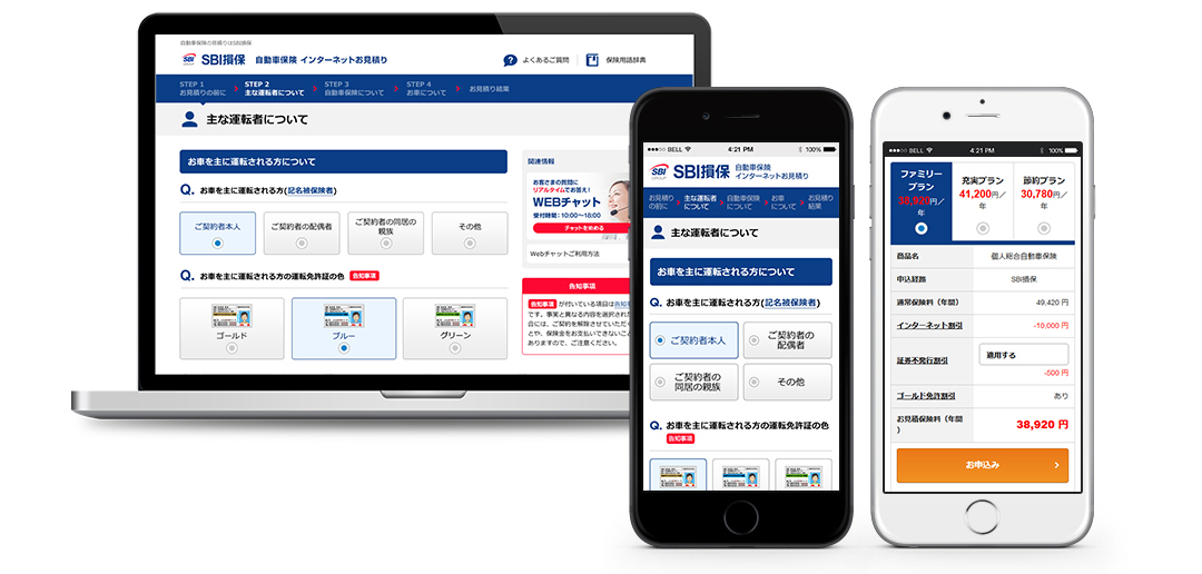 SBI損保「自動車保険見積もりお申込みサイト」